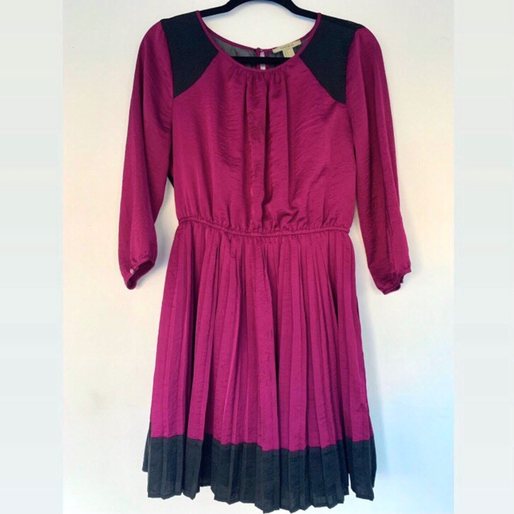 Purple and Black Pleated Dress